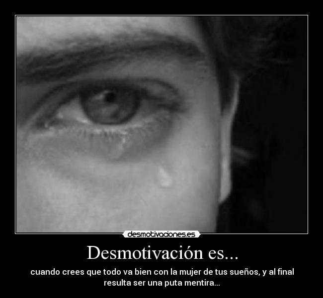 Desmotivación es... - cuando crees que todo va bien con la mujer de tus sueños, y al final
resulta ser una puta mentira...