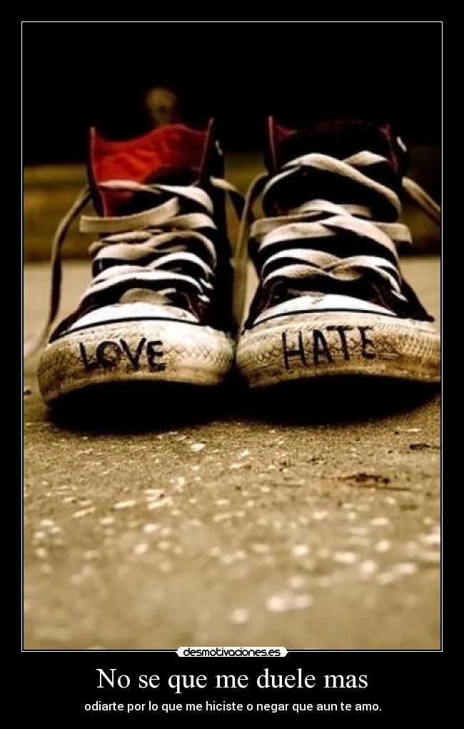 No se que me duele mas - odiarte por lo que me hiciste o negar que aun te amo.