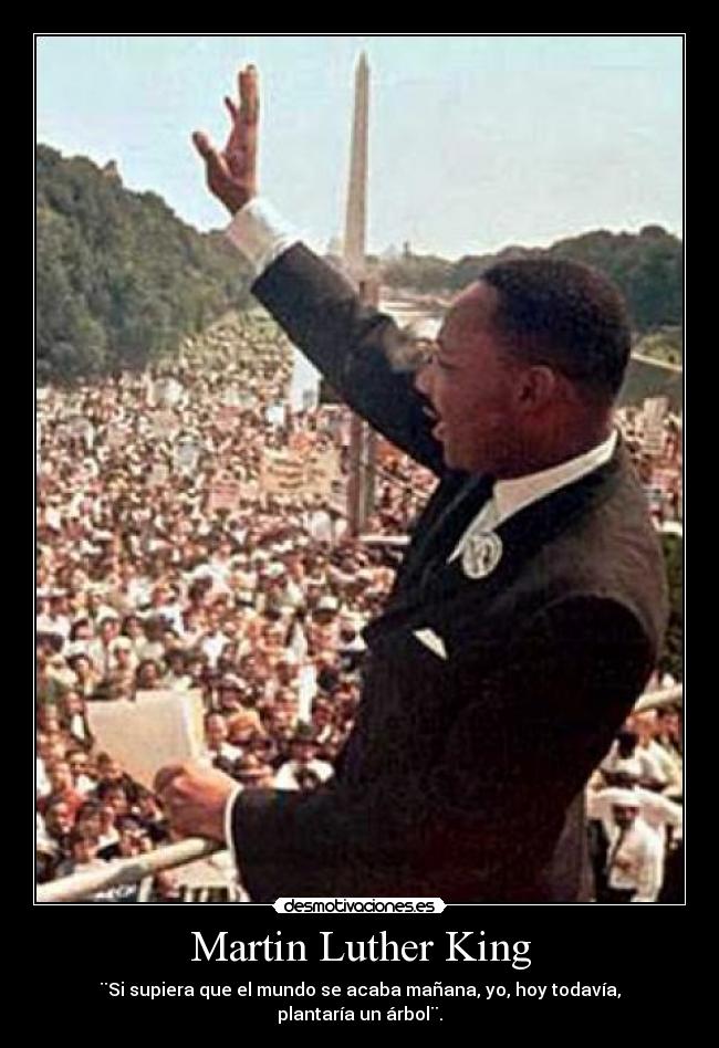 Martin Luther King - ¨Si supiera que el mundo se acaba mañana, yo, hoy todavía, plantaría un árbol¨.