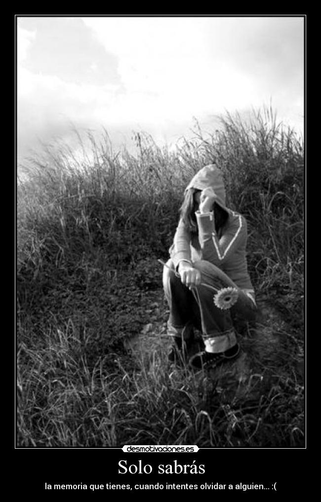Solo sabrás - la memoria que tienes, cuando intentes olvidar a alguien... :(
