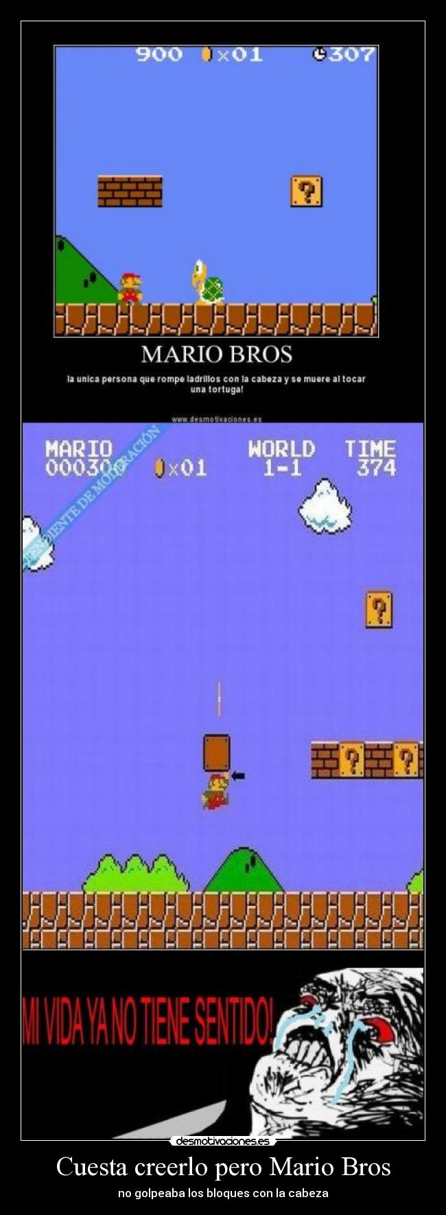 Cuesta creerlo pero Mario Bros - no golpeaba los bloques con la cabeza