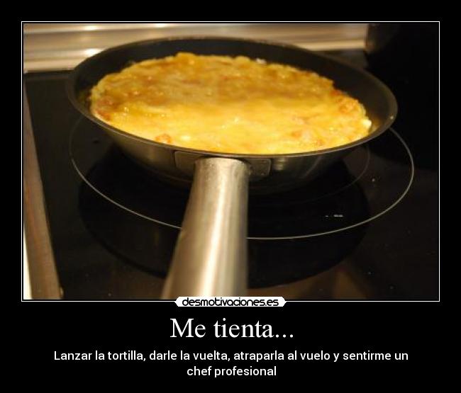 Me tienta... - Lanzar la tortilla, darle la vuelta, atraparla al vuelo y sentirme un chef profesional