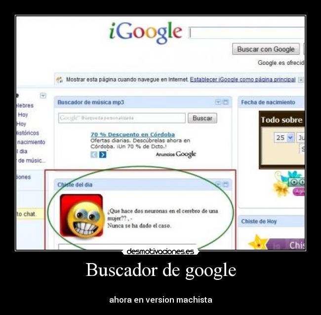Buscador de google -
ahora en version machista