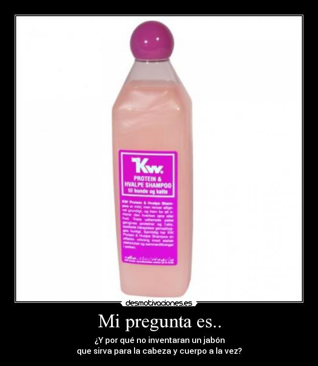 Mi pregunta es.. - ¿Y por qué no inventaran un jabón
que sirva para la cabeza y cuerpo a la vez?