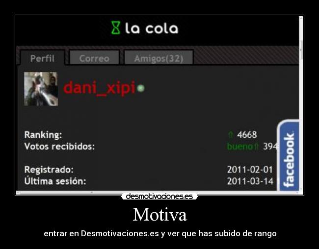Motiva - entrar en Desmotivaciones.es y ver que has subido de rango