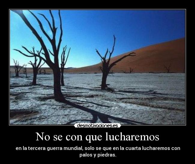No se con que lucharemos - en la tercera guerra mundial, solo se que en la cuarta lucharemos con
palos y piedras.