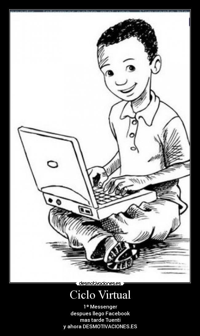 Ciclo Virtual - 1º Messenger
despues llego Facebook
mas tarde Tuenti
y ahora DESMOTIVACIONES.ES
