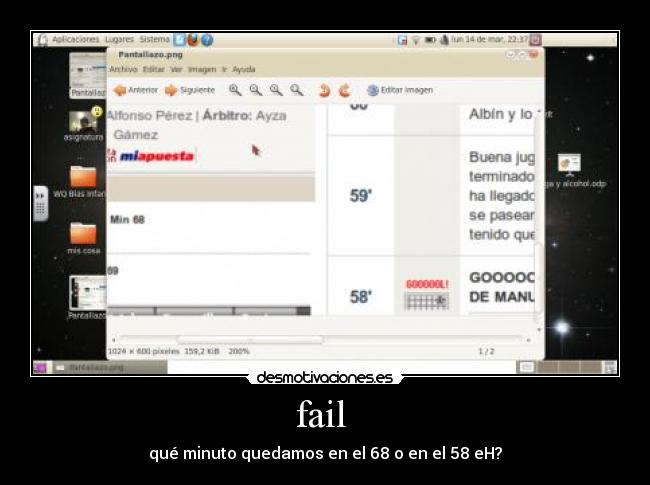 fail  - qué minuto quedamos en el 68 o en el 58 eH?