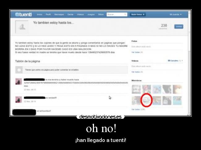 oh no! - ¡han llegado a tuenti!