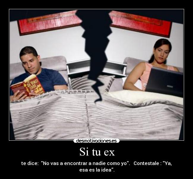 Si tu ex - te dice: No vas a encontrar a nadie como yo. Contestale : Ya, esa es la idea.