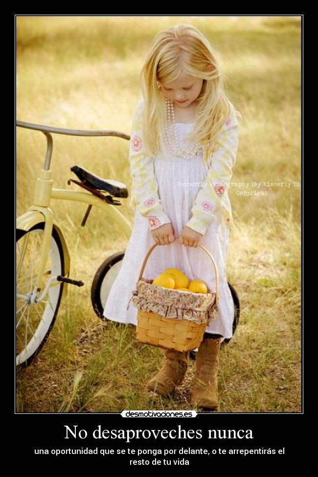 No desaproveches nunca - una oportunidad que se te ponga por delante, o te arrepentirás el resto de tu vida