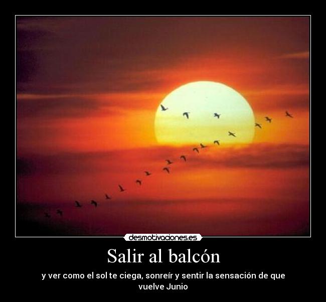 Salir al balcón - y ver como el sol te ciega, sonreír y sentir la sensación de que vuelve Junio