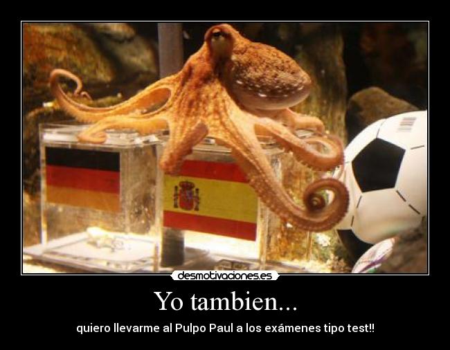 Yo tambien... - quiero llevarme al Pulpo Paul a los exámenes tipo test!!