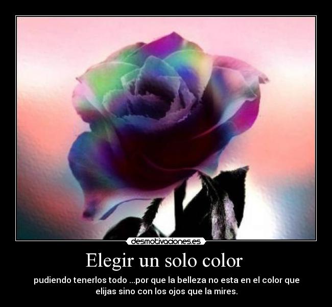 Elegir un solo color  - pudiendo tenerlos todo ...por que la belleza no esta en el color que
elijas sino con los ojos que la mires.