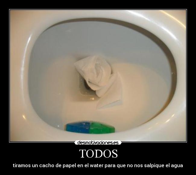 TODOS - tiramos un cacho de papel en el water para que no nos salpique el agua