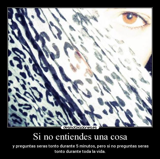 Si no entiendes una cosa - y preguntas seras tonto durante 5 minutos, pero si no preguntas seras
tonto durante toda la vida.