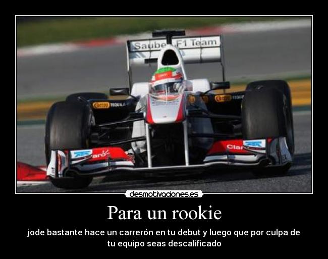 Para un rookie - jode bastante hace un carrerón en tu debut y luego que por culpa de
tu equipo seas descalificado