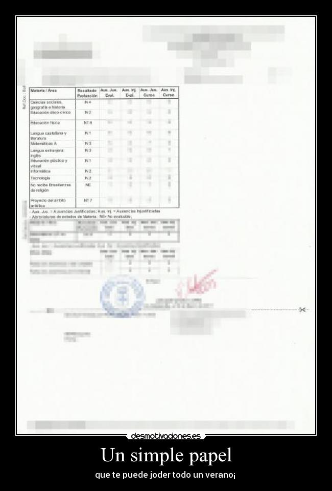 Un simple papel - que te puede joder todo un verano¡