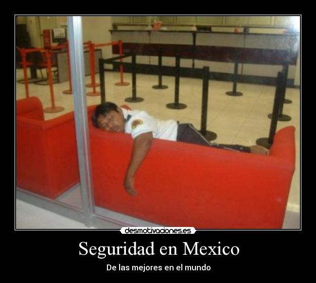 carteles mexico policia durmiendo banco sofadescanso seguridad mexico desmotivaciones