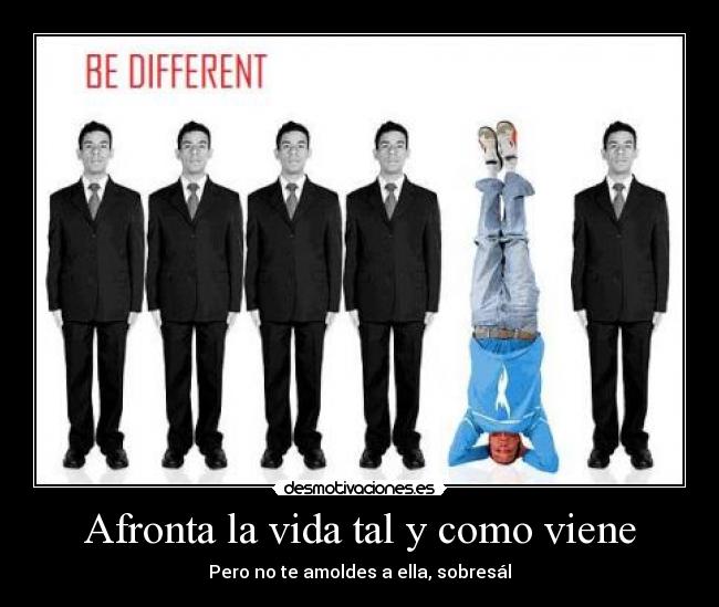 Afronta la vida tal y como viene - Pero no te amoldes a ella, sobresál