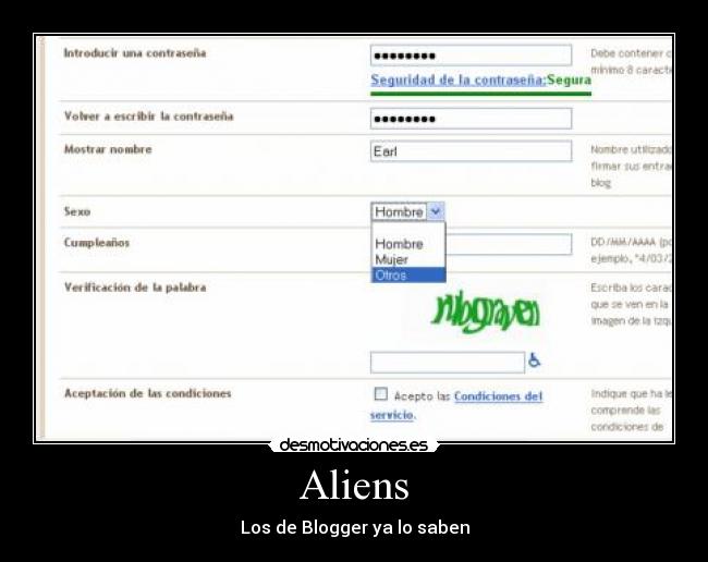 Aliens - Los de Blogger ya lo saben