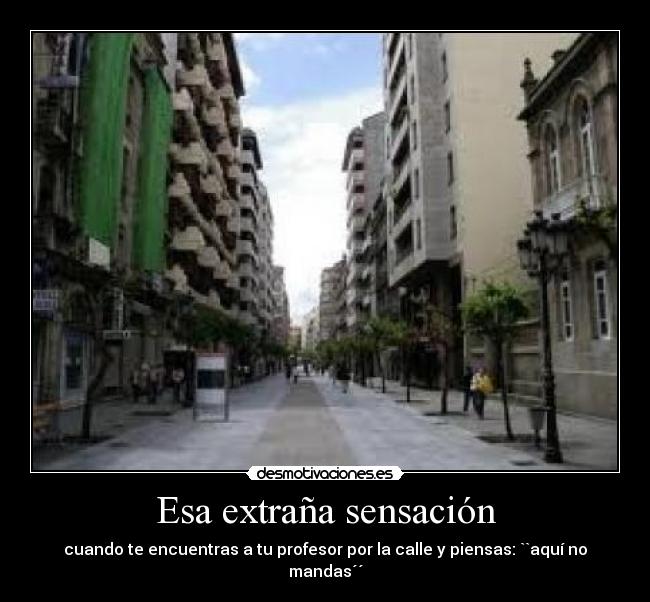 Esa extraña sensación - cuando te encuentras a tu profesor por la calle y piensas: ``aquí no mandas´´