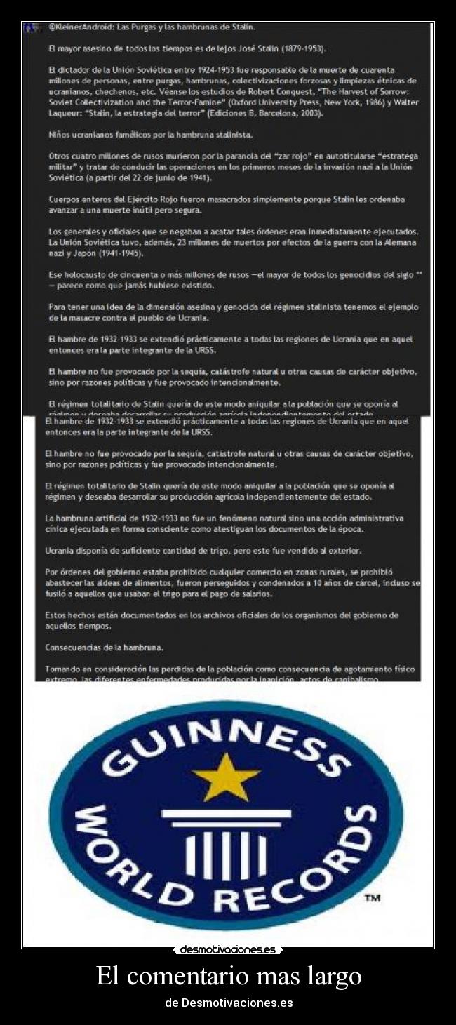 El comentario mas largo - de Desmotivaciones.es