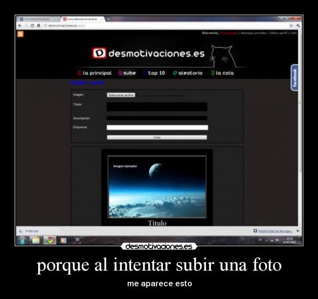 porque al intentar subir una foto - me aparece esto