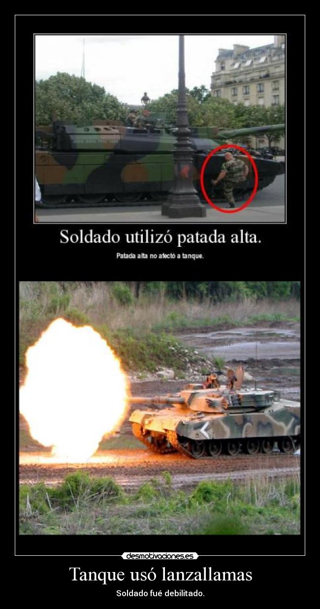 carteles tanque uso lanzallamas desmotivaciones