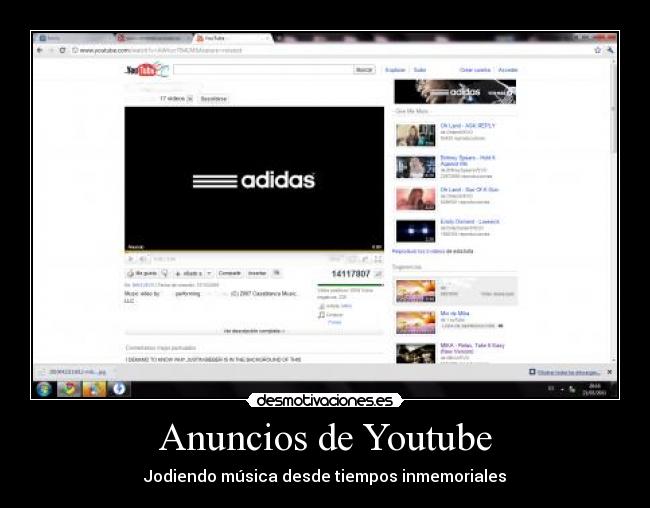 Anuncios de Youtube - Jodiendo música desde tiempos inmemoriales