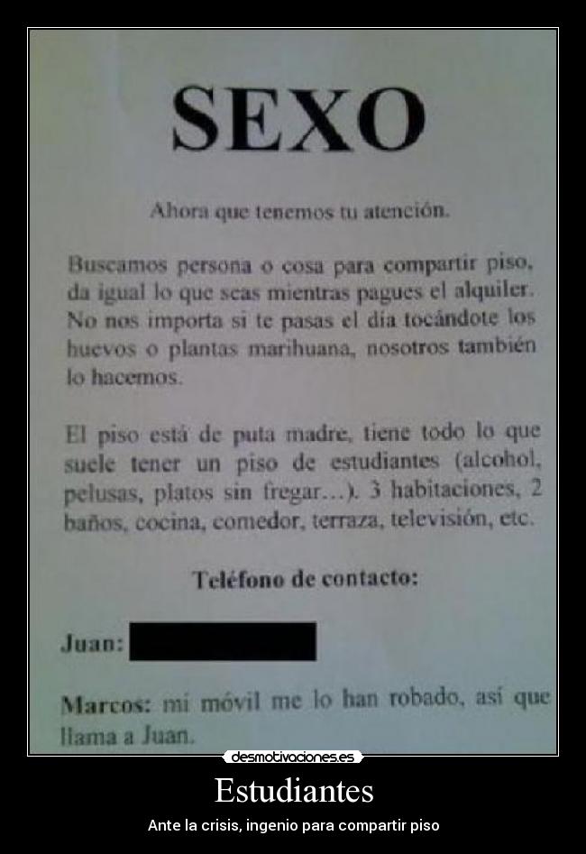 Estudiantes - Ante la crisis, ingenio para compartir piso