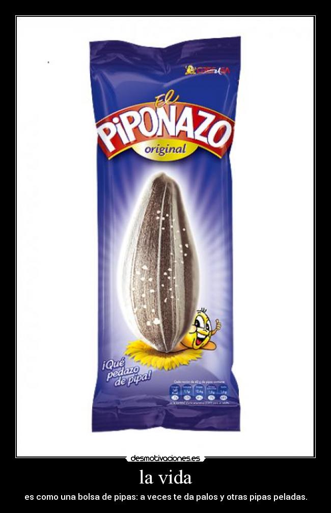 la vida - es como una bolsa de pipas: a veces te da palos y otras pipas peladas.