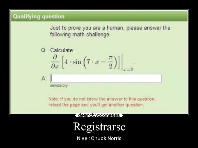 Registrarse - Nivel: Chuck Norris