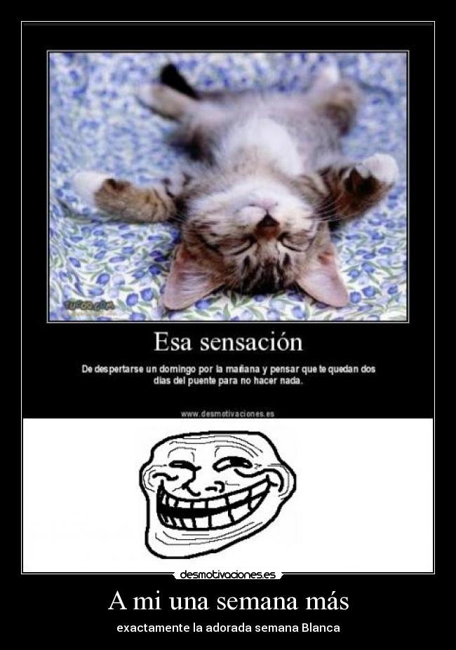 A mi una semana más - exactamente la adorada semana Blanca