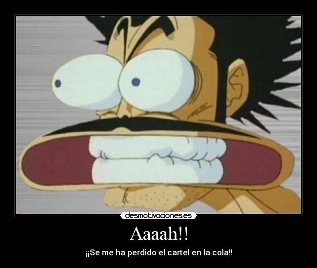 Aaaah!! - ¡¡Se me ha perdido el cartel en la cola!!
