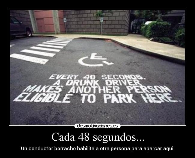 Cada 48 segundos... - Un conductor borracho habilita a otra persona para aparcar aqui.