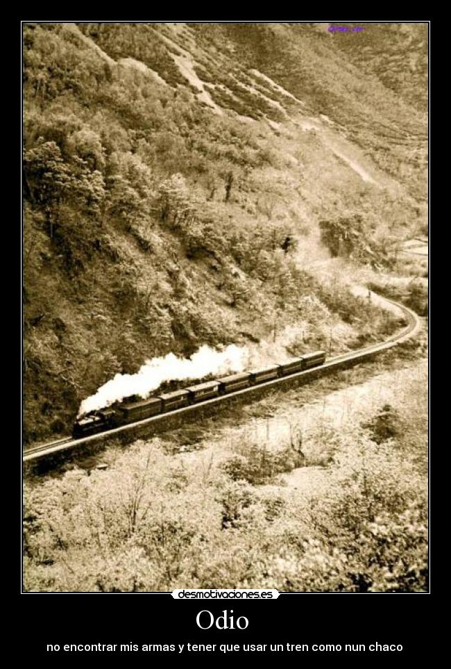 Odio  - no encontrar mis armas y tener que usar un tren como nun chaco 