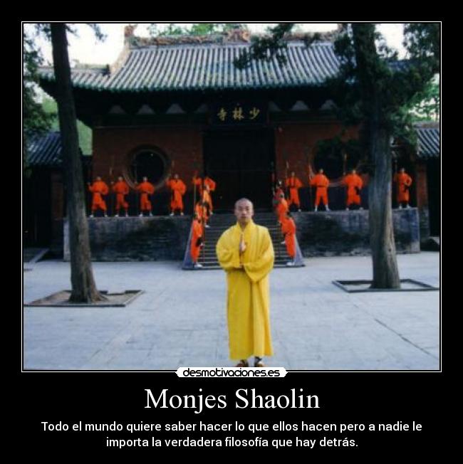 Monjes Shaolin - Todo el mundo quiere saber hacer lo que ellos hacen pero a nadie le
importa la verdadera filosofía que hay detrás.