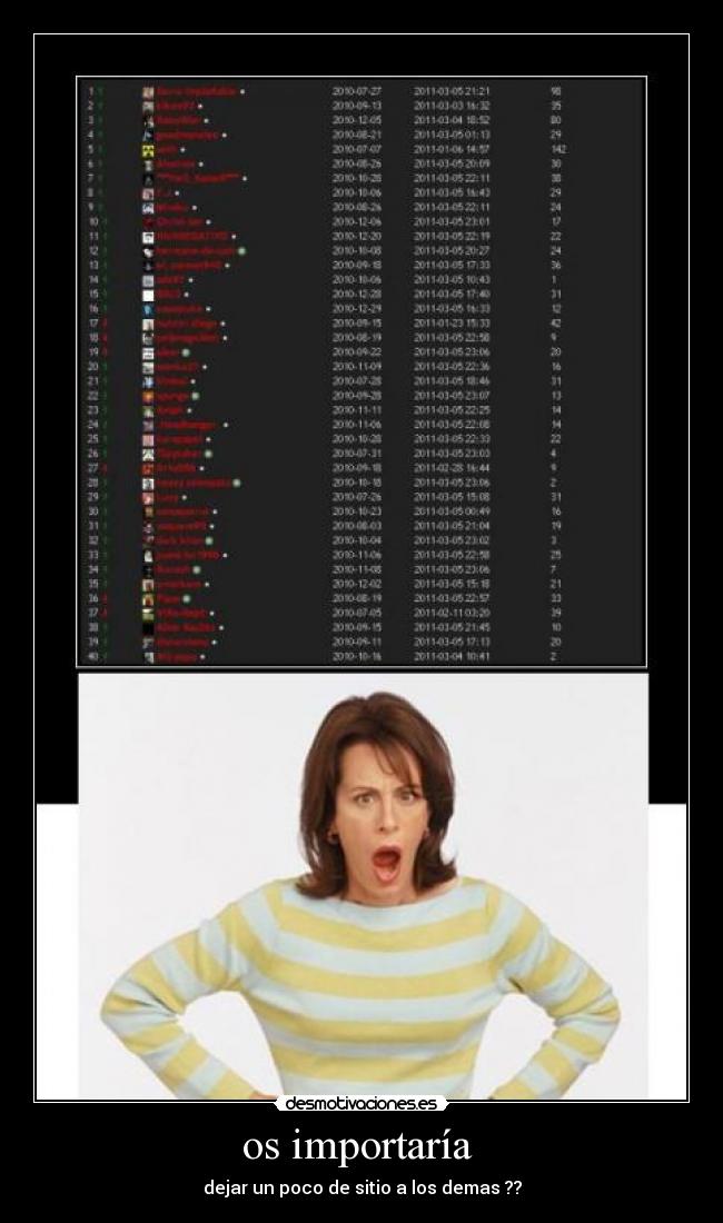 os importaría - dejar un poco de sitio a los demas ??