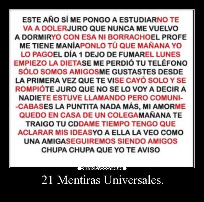 21 Mentiras Universales. - 