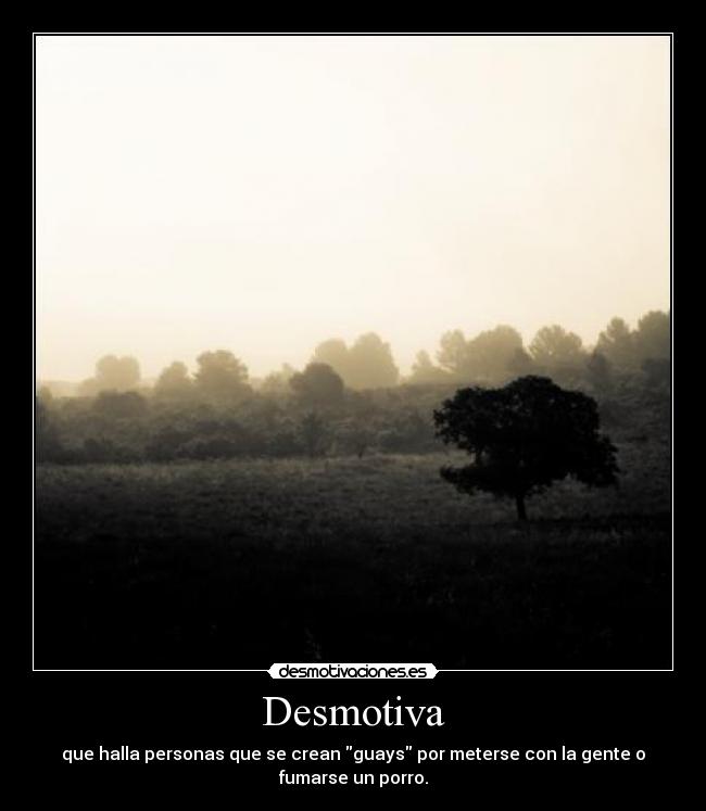 Desmotiva - que halla personas que se crean guays por meterse con la gente o
fumarse un porro.