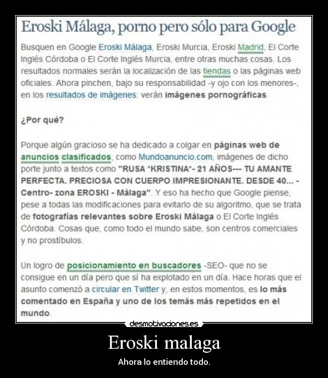 Eroski malaga - Ahora lo entiendo todo.