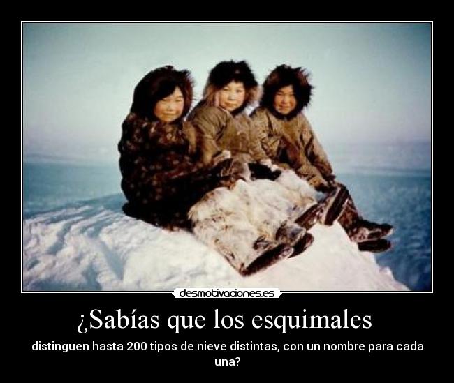 ¿Sabías que los esquimales - distinguen hasta 200 tipos de nieve distintas, con un nombre para cada una?
