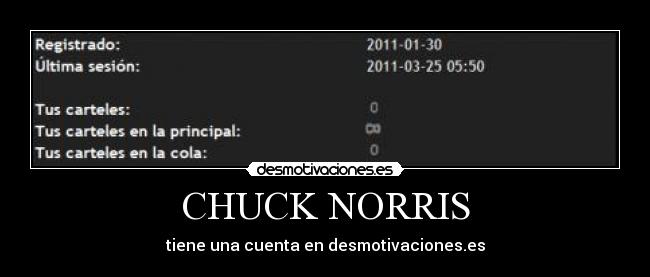 CHUCK NORRIS - tiene una cuenta en desmotivaciones.es