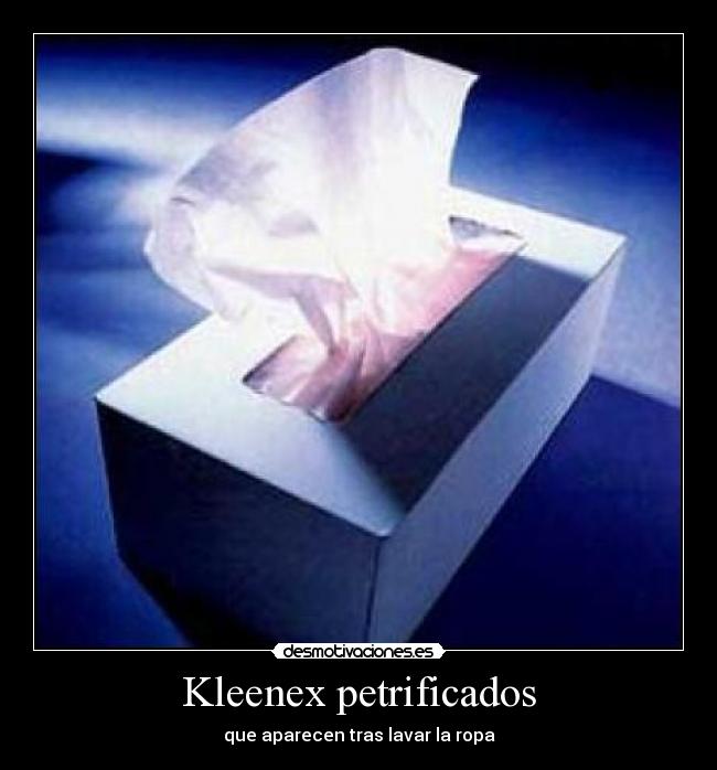 Kleenex petrificados - que aparecen tras lavar la ropa