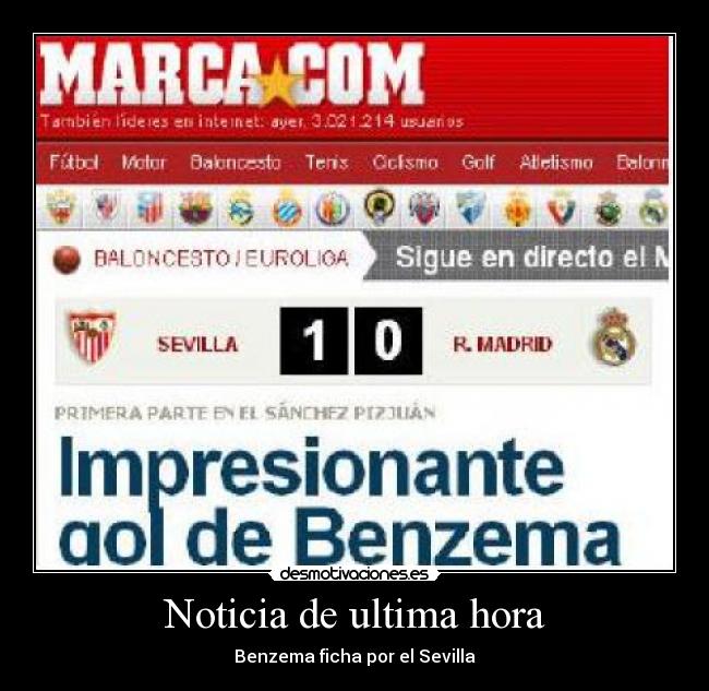 Noticia de ultima hora - Benzema ficha por el Sevilla