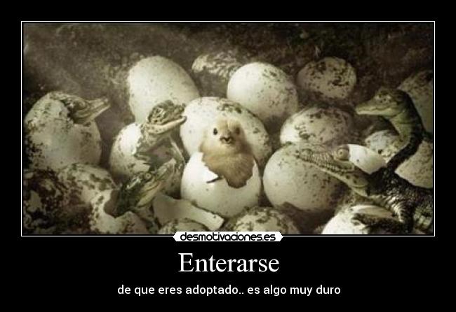Enterarse - de que eres adoptado.. es algo muy duro