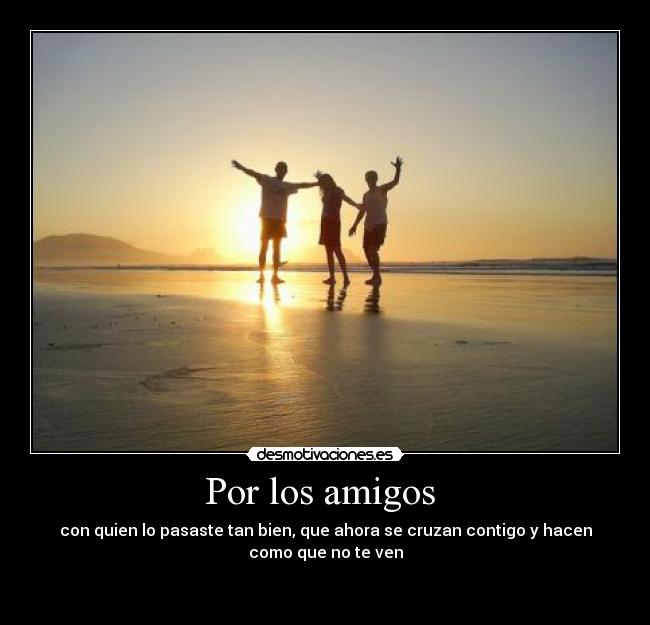 Por los amigos - con quien lo pasaste tan bien, que ahora se cruzan contigo y hacen
como que no te ven