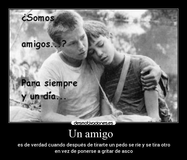 Un amigo - es de verdad cuando después de tirarte un pedo se ríe y se tira otro
en vez de ponerse a gritar de asco