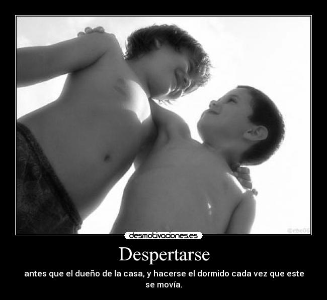 Despertarse - antes que el dueño de la casa, y hacerse el dormido cada vez que este se movía.